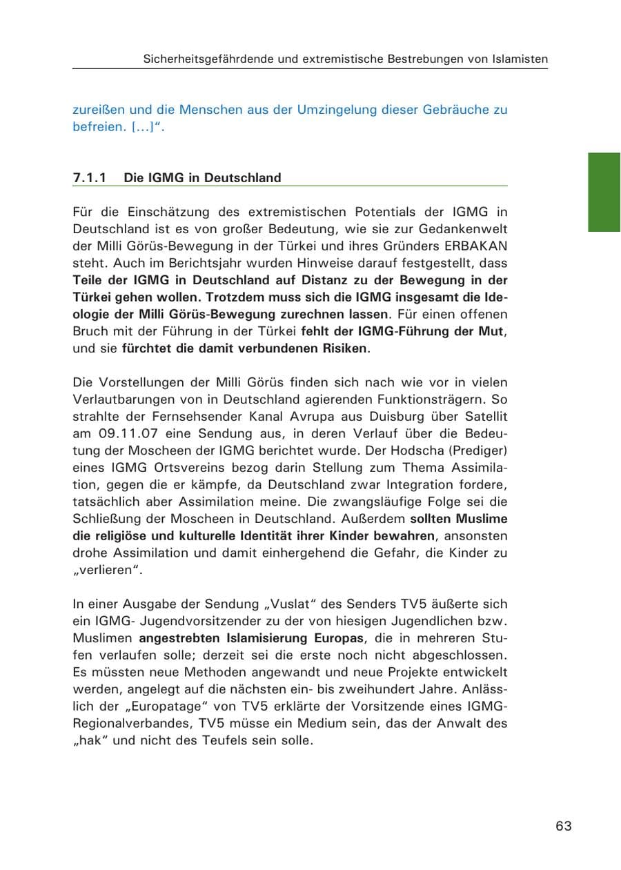 Seite 65 des Verfassungsschutzbericht 2007 Hamburg