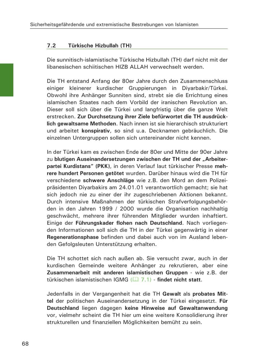 Seite 70 des Verfassungsschutzbericht 2007 Hamburg