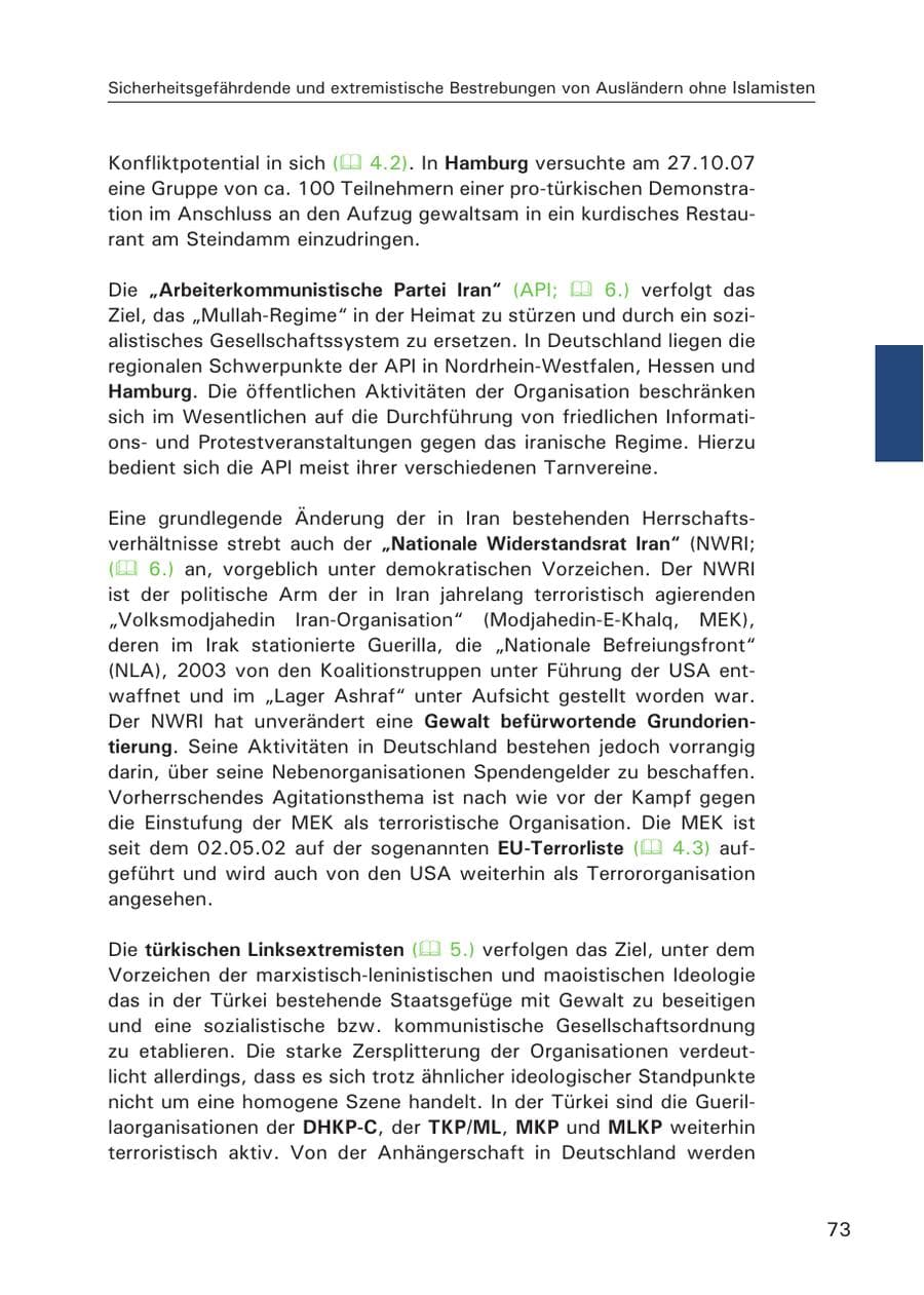 Seite 75 des Verfassungsschutzbericht 2007 Hamburg