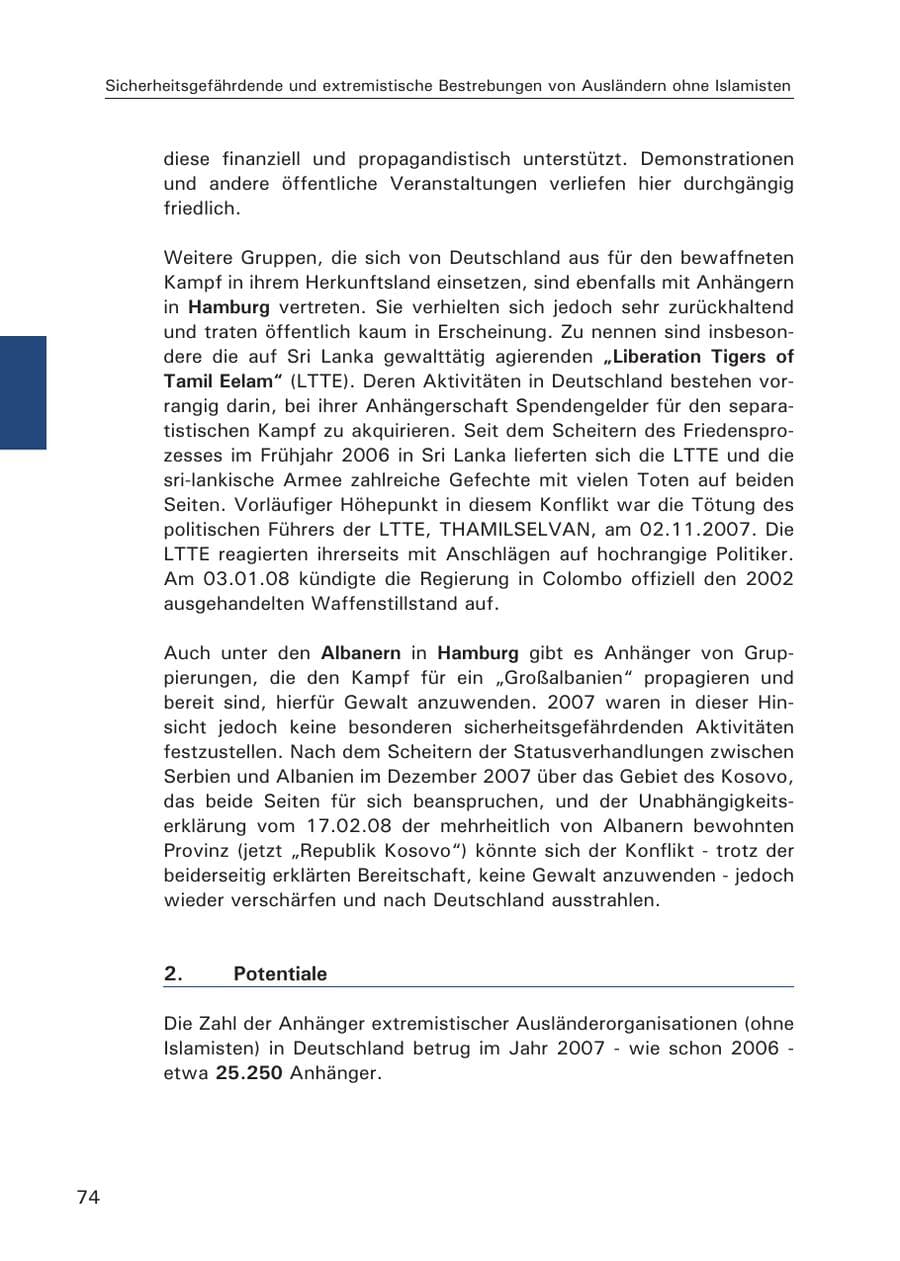 Seite 76 des Verfassungsschutzbericht 2007 Hamburg