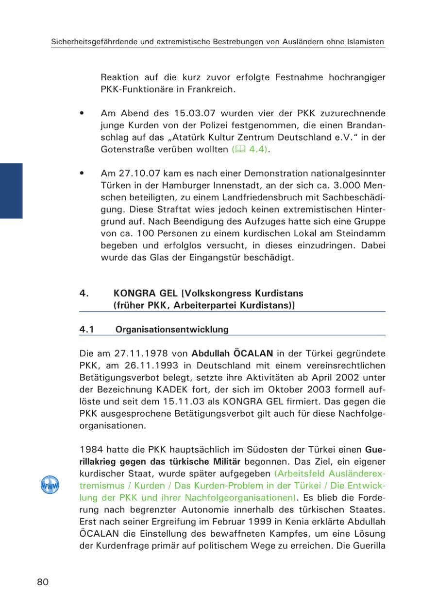 Seite 82 des Verfassungsschutzbericht 2007 Hamburg