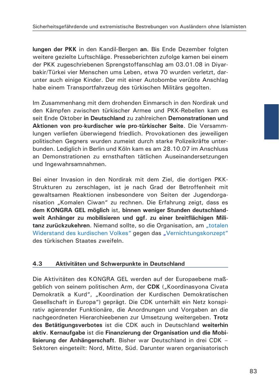 Seite 85 des Verfassungsschutzbericht 2007 Hamburg