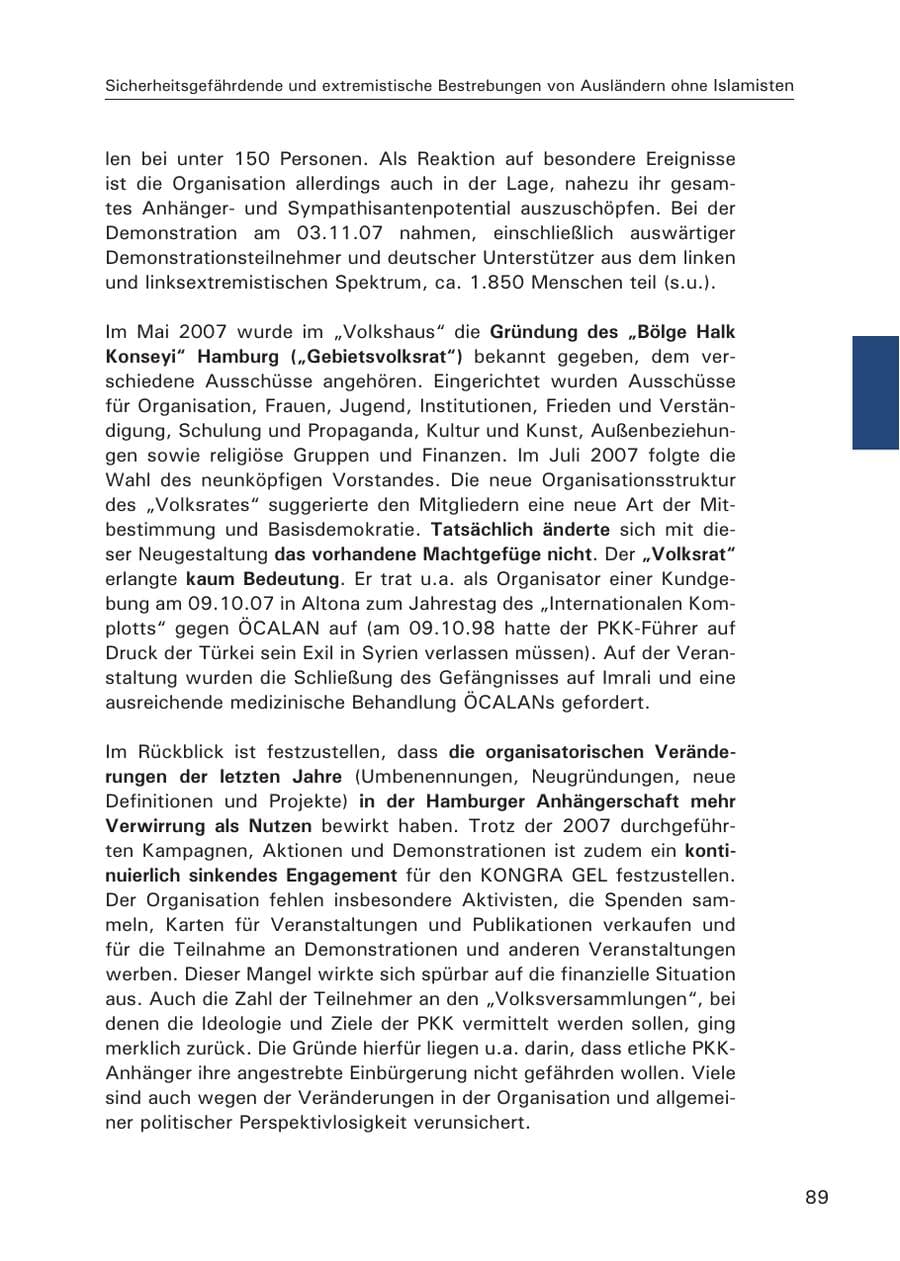 Seite 91 des Verfassungsschutzbericht 2007 Hamburg