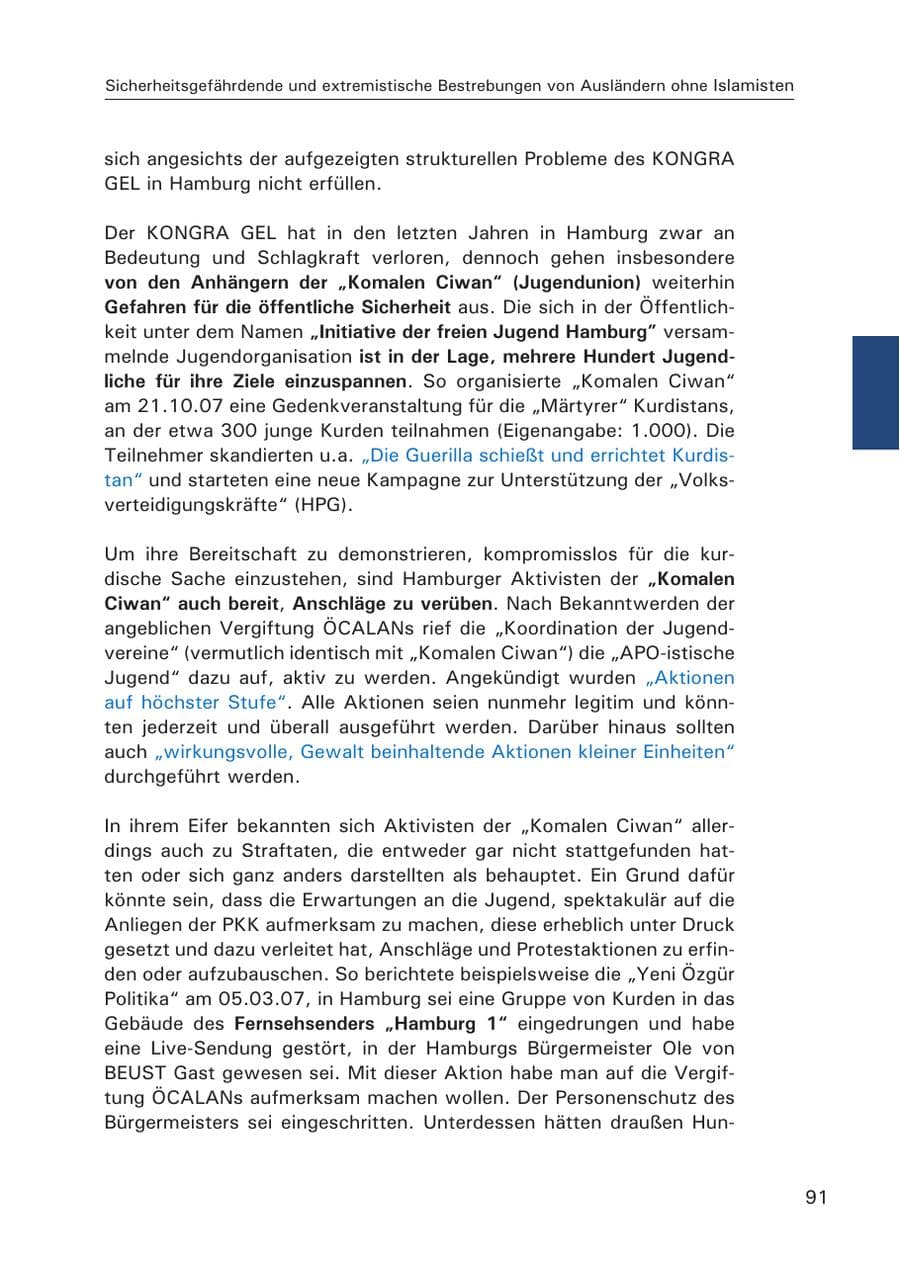 Seite 93 des Verfassungsschutzbericht 2007 Hamburg