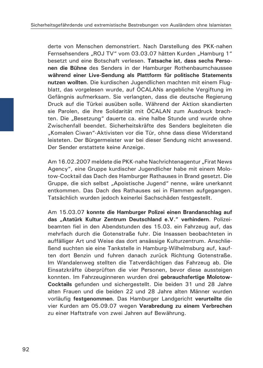 Seite 94 des Verfassungsschutzbericht 2007 Hamburg