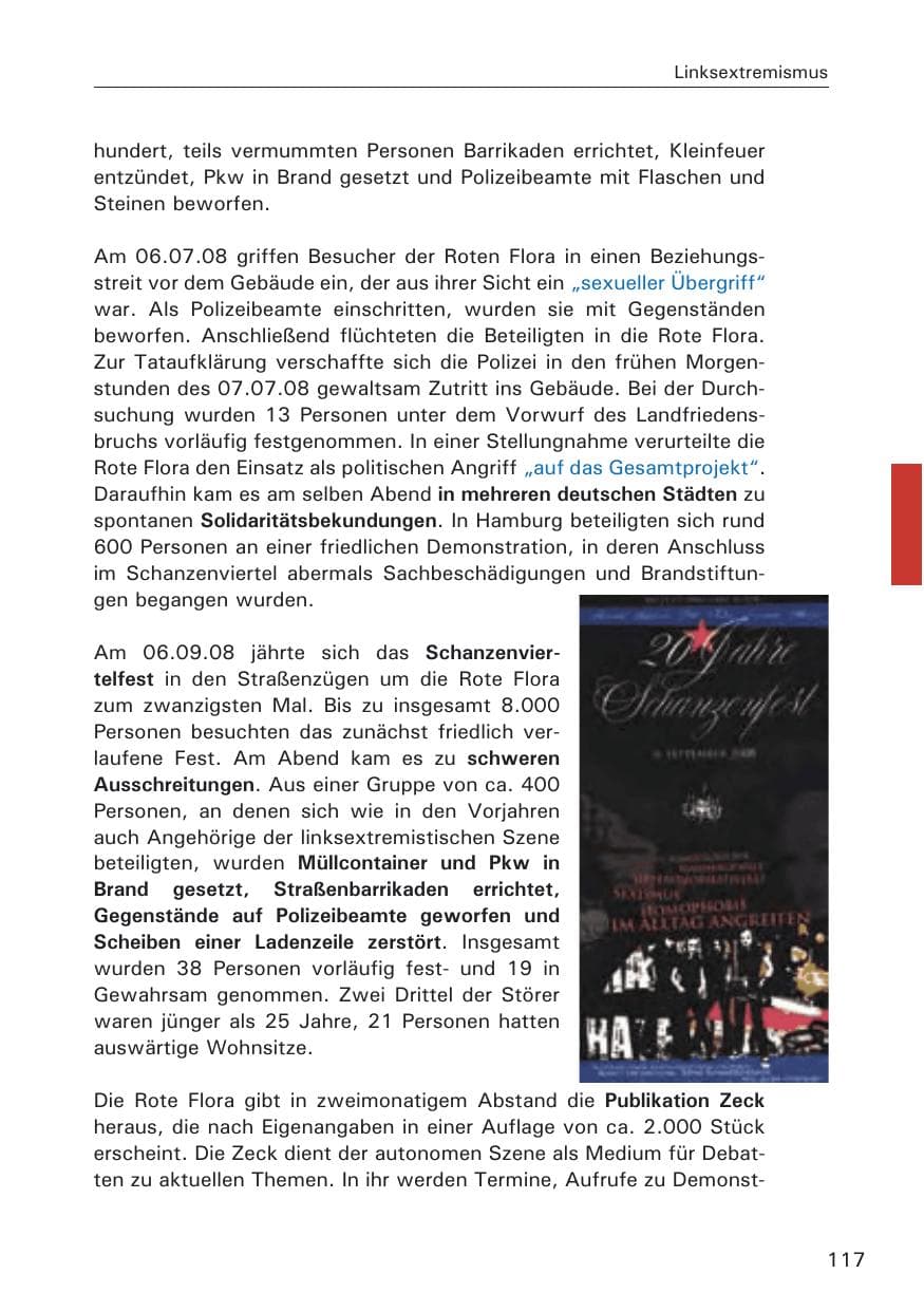 Seite 119 des Verfassungsschutzbericht 2008 Hamburg