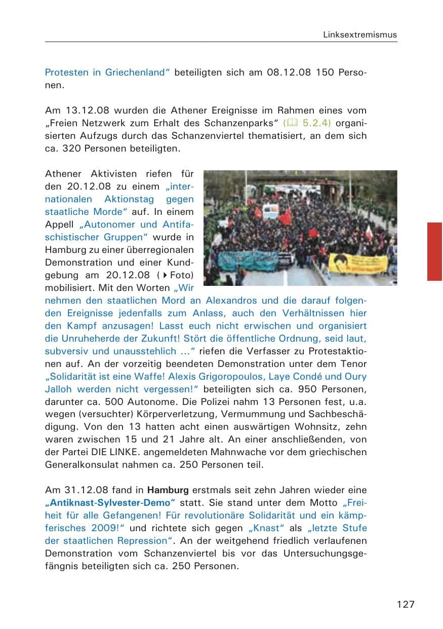 Seite 129 des Verfassungsschutzbericht 2008 Hamburg