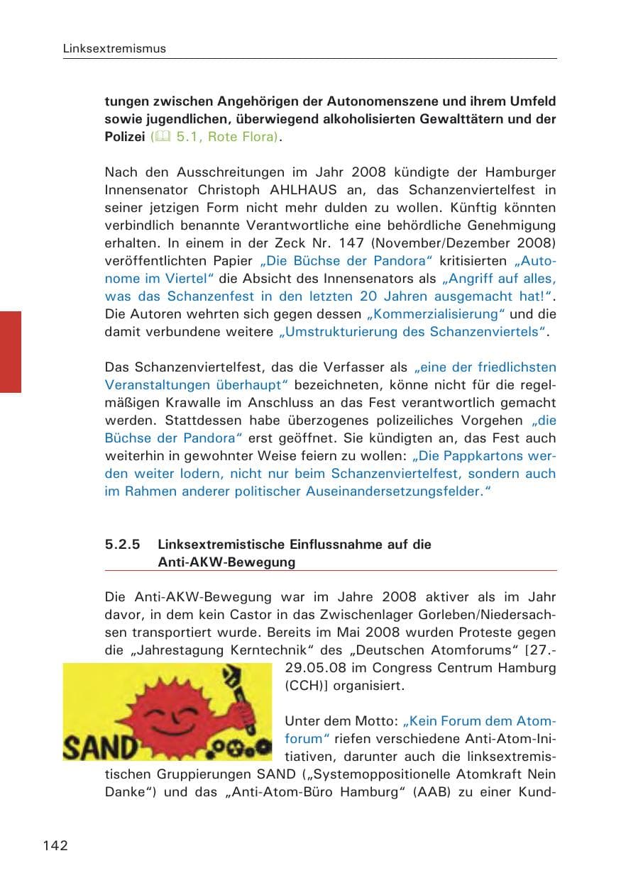Seite 144 des Verfassungsschutzbericht 2008 Hamburg