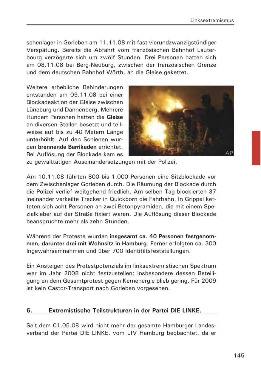 Seite 147 des Verfassungsschutzbericht 2008 Hamburg