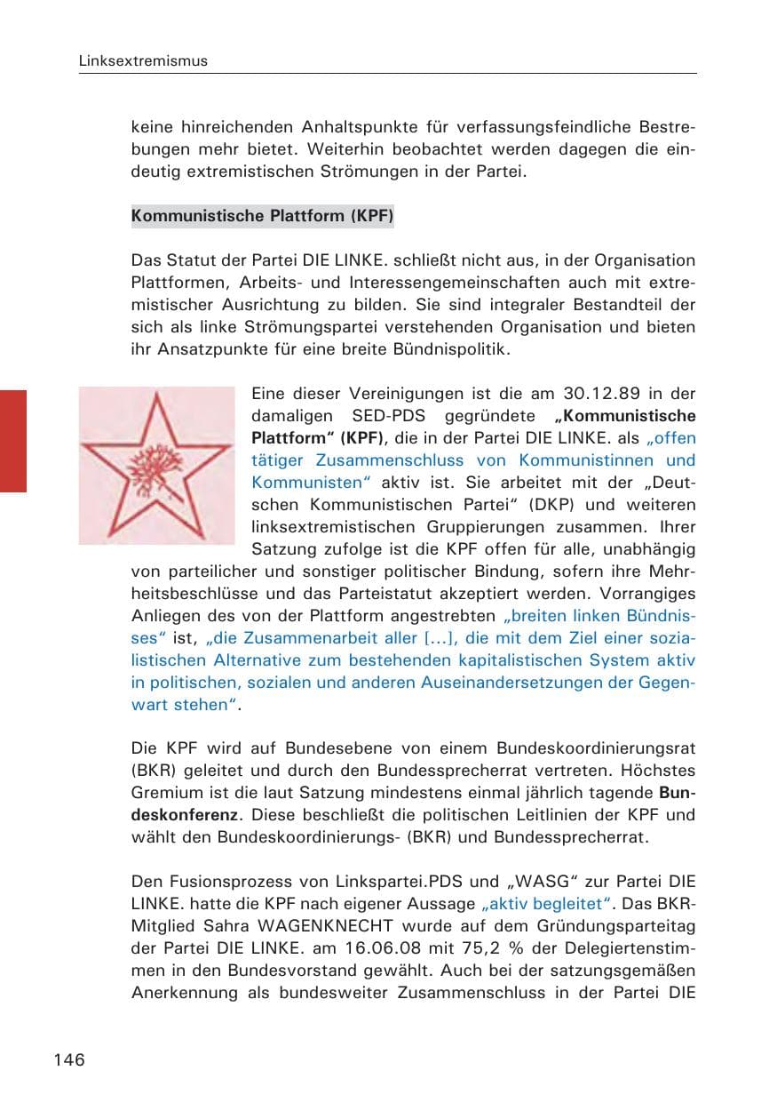 Seite 148 des Verfassungsschutzbericht 2008 Hamburg