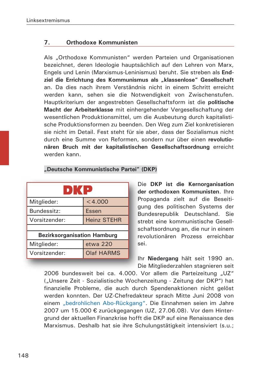 Seite 150 des Verfassungsschutzbericht 2008 Hamburg