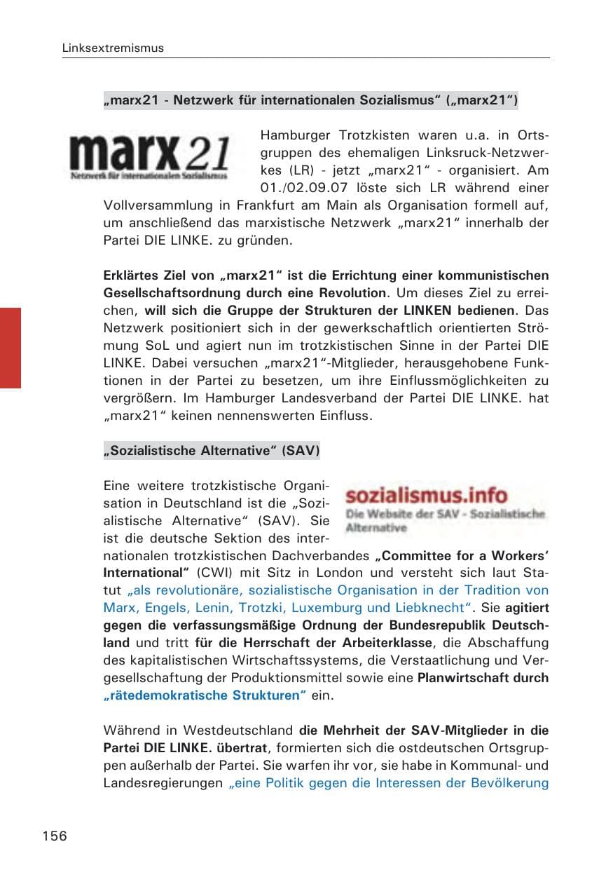 Seite 158 des Verfassungsschutzbericht 2008 Hamburg