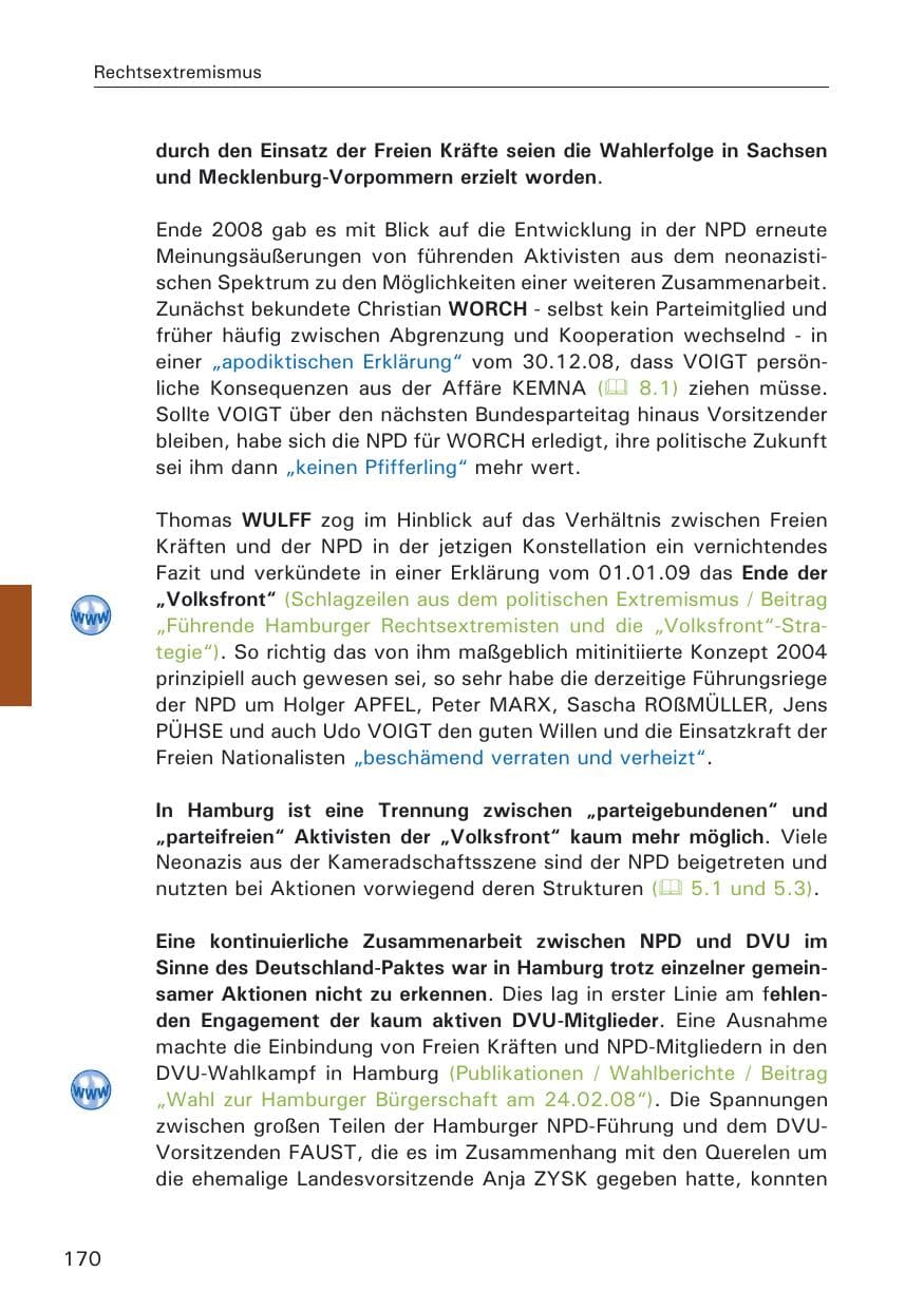 Seite 172 des Verfassungsschutzbericht 2008 Hamburg