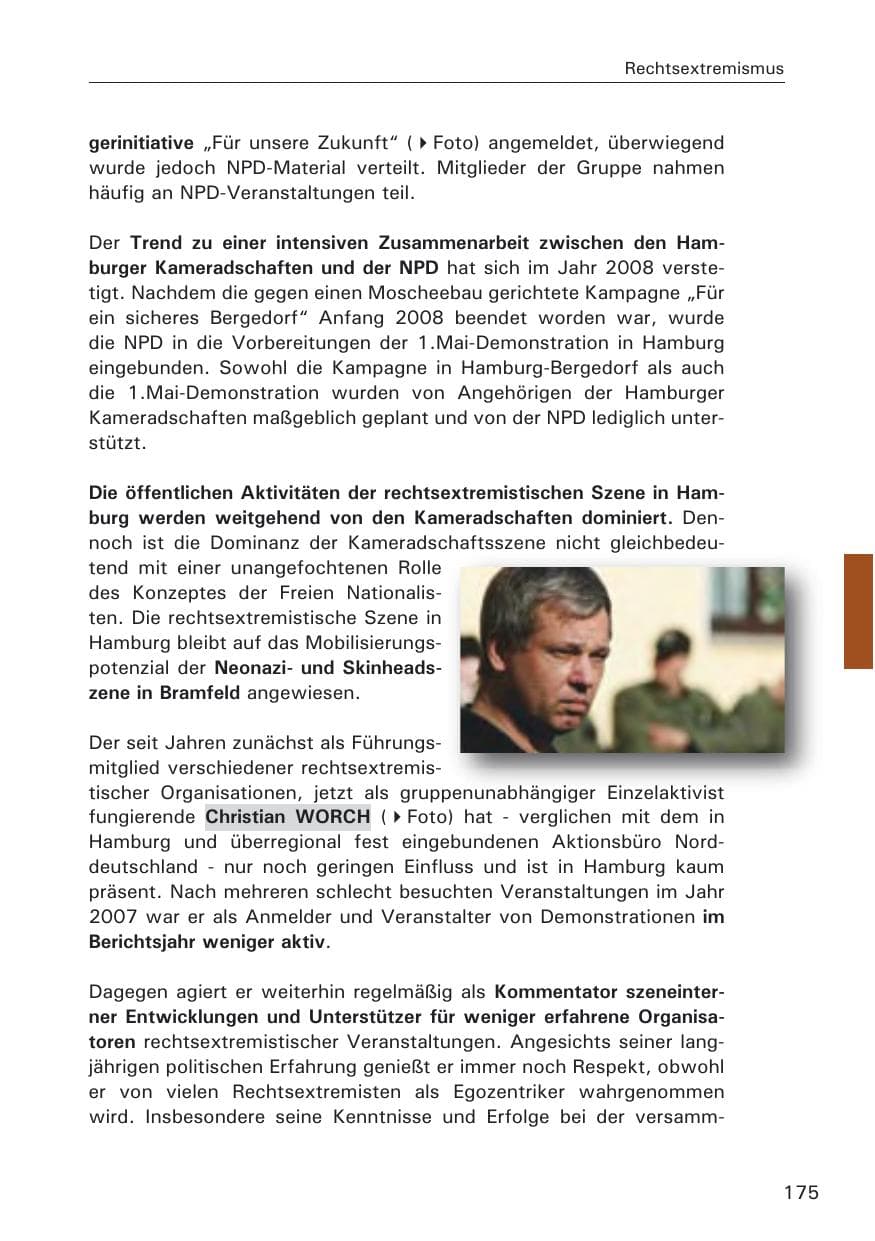 Seite 177 des Verfassungsschutzbericht 2008 Hamburg