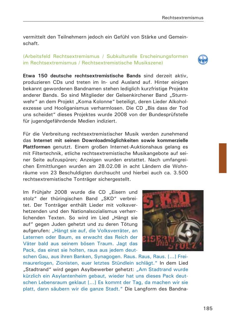 Seite 187 des Verfassungsschutzbericht 2008 Hamburg