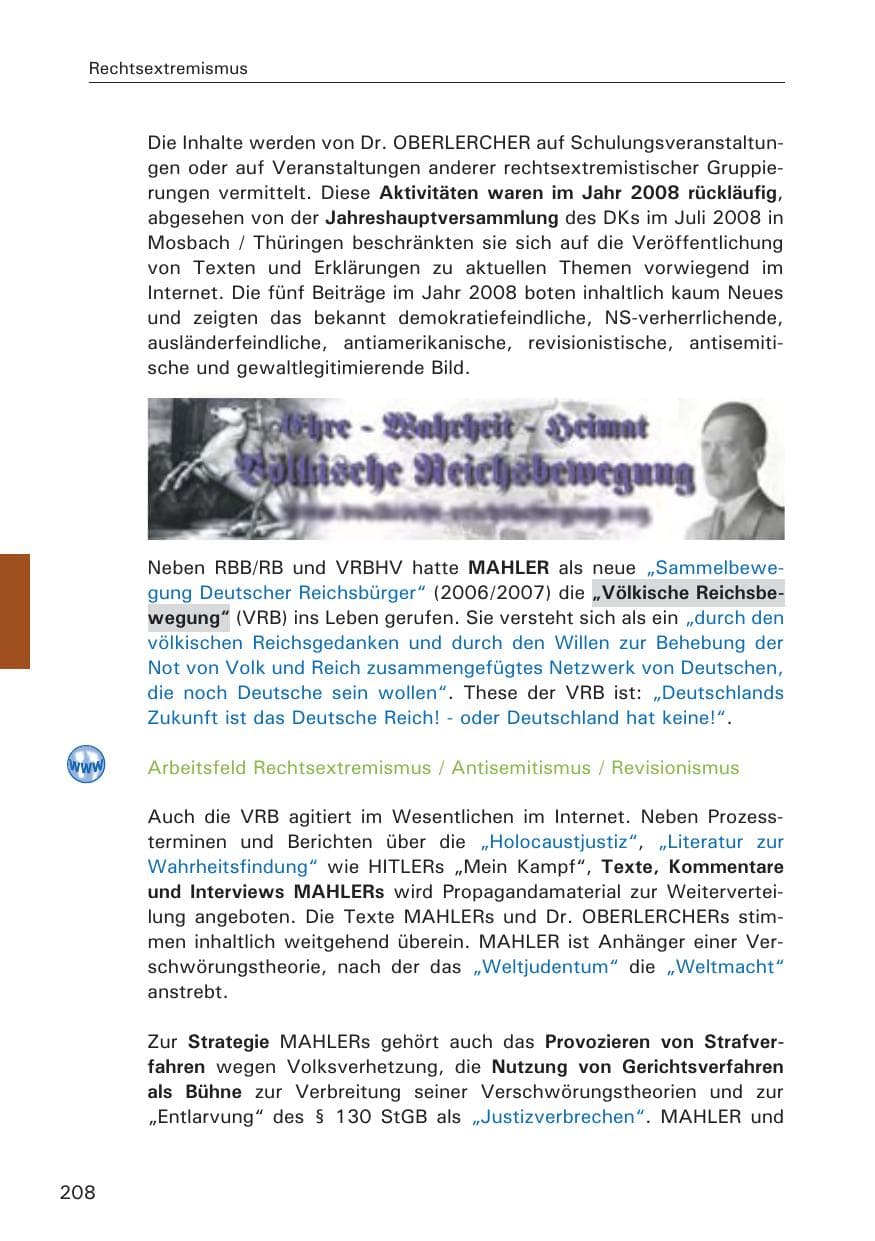 Seite 210 des Verfassungsschutzbericht 2008 Hamburg