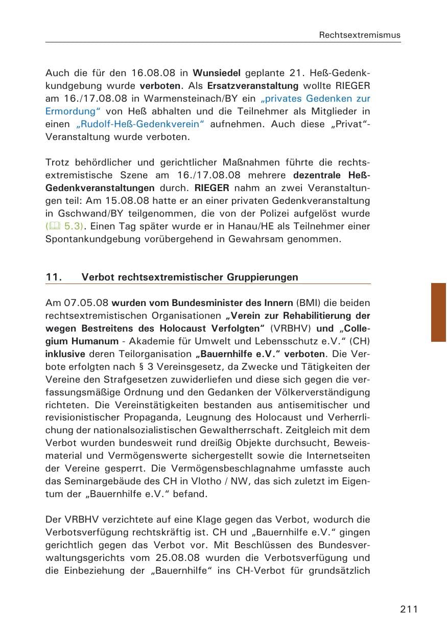 Seite 213 des Verfassungsschutzbericht 2008 Hamburg