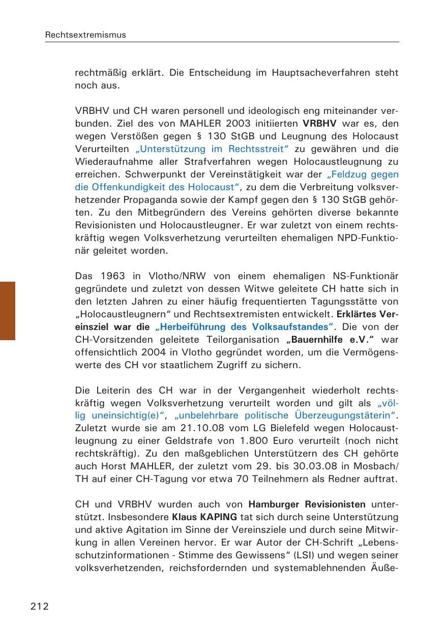 Seite 214 des Verfassungsschutzbericht 2008 Hamburg