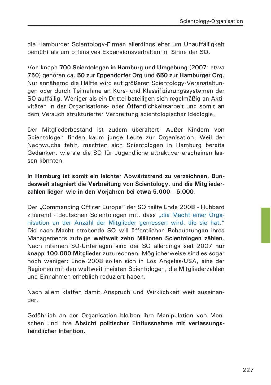 Seite 229 des Verfassungsschutzbericht 2008 Hamburg