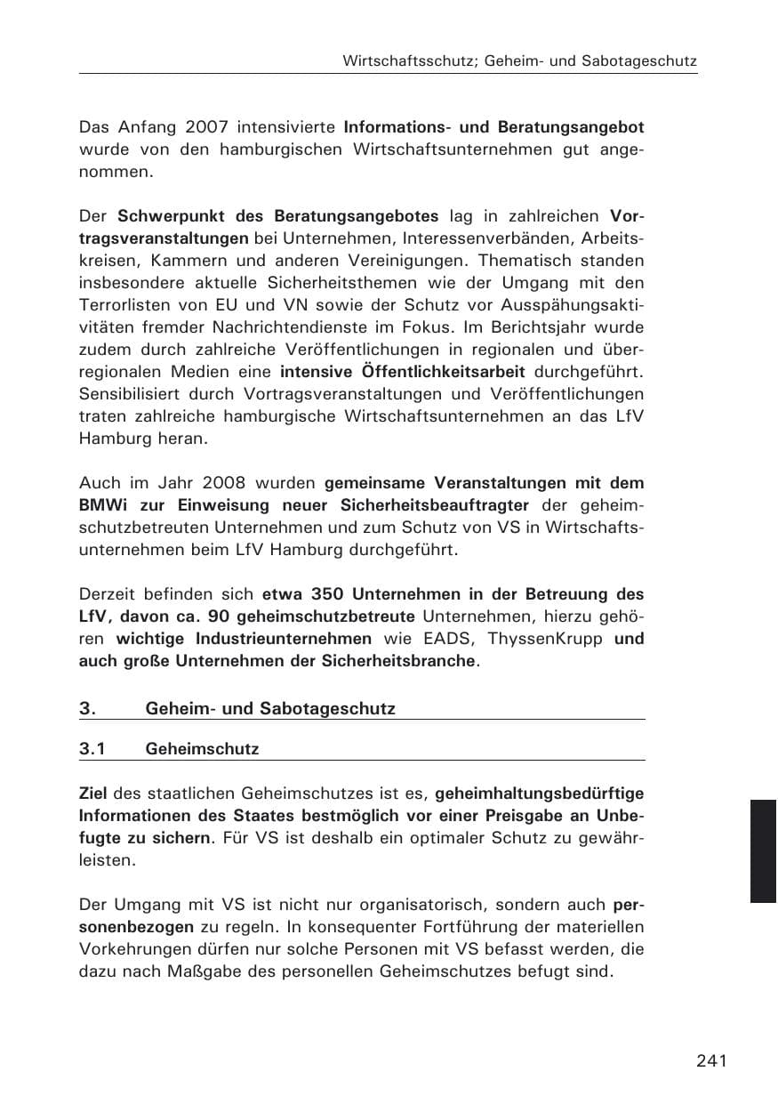 Seite 243 des Verfassungsschutzbericht 2008 Hamburg