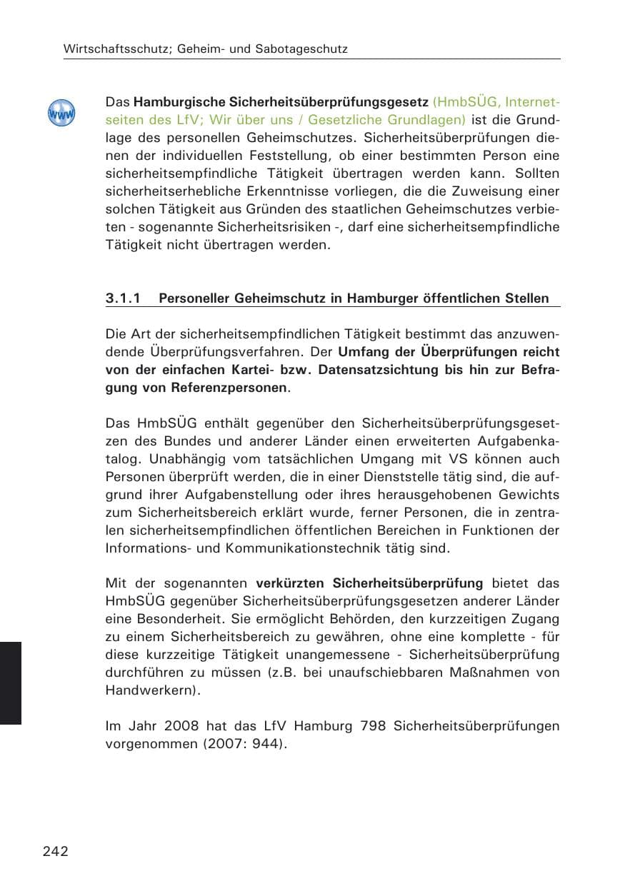 Seite 244 des Verfassungsschutzbericht 2008 Hamburg