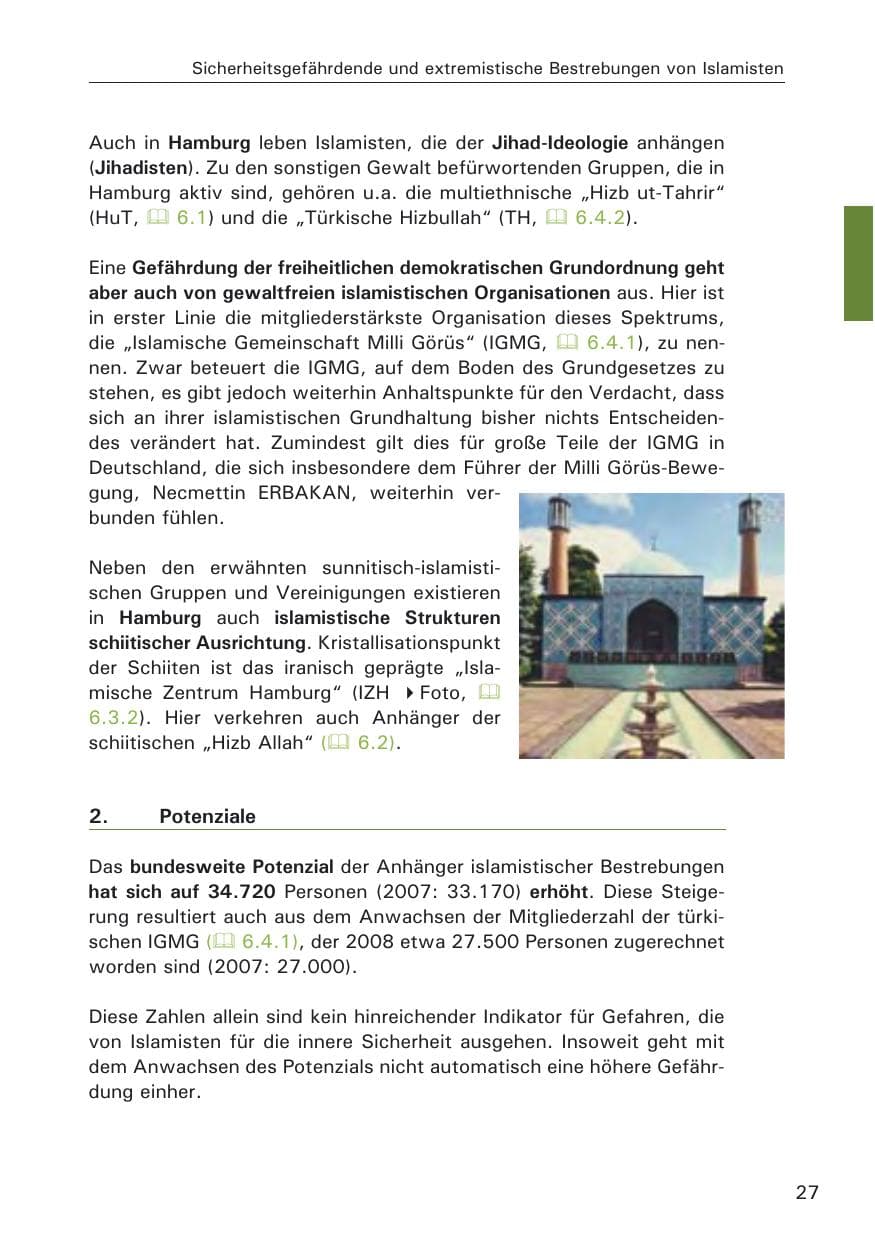 Seite 29 des Verfassungsschutzbericht 2008 Hamburg