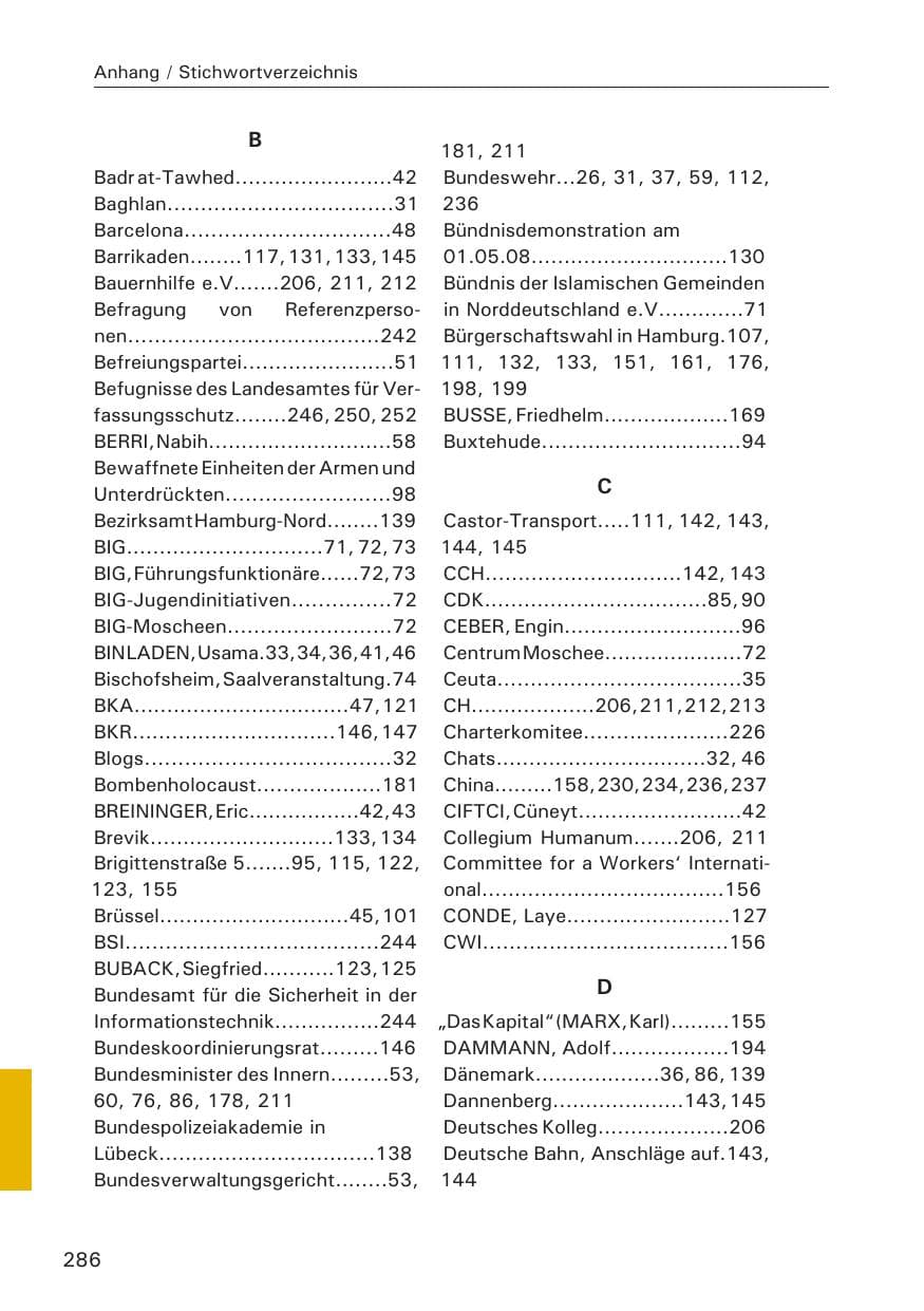 Seite 288 des Verfassungsschutzbericht 2008 Hamburg