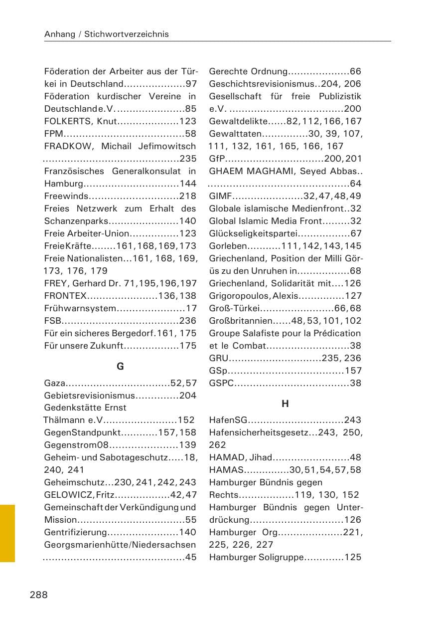 Seite 290 des Verfassungsschutzbericht 2008 Hamburg
