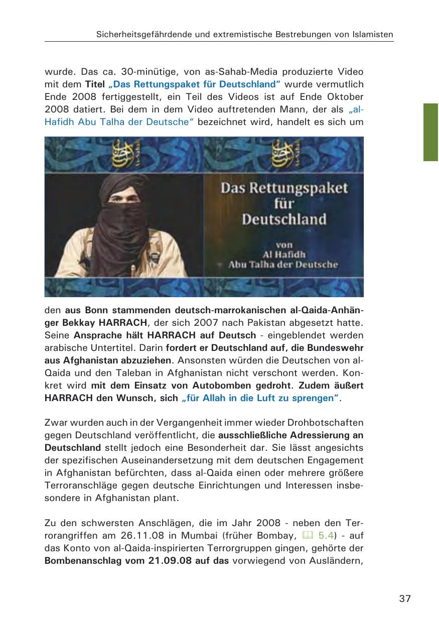Seite 39 des Verfassungsschutzbericht 2008 Hamburg