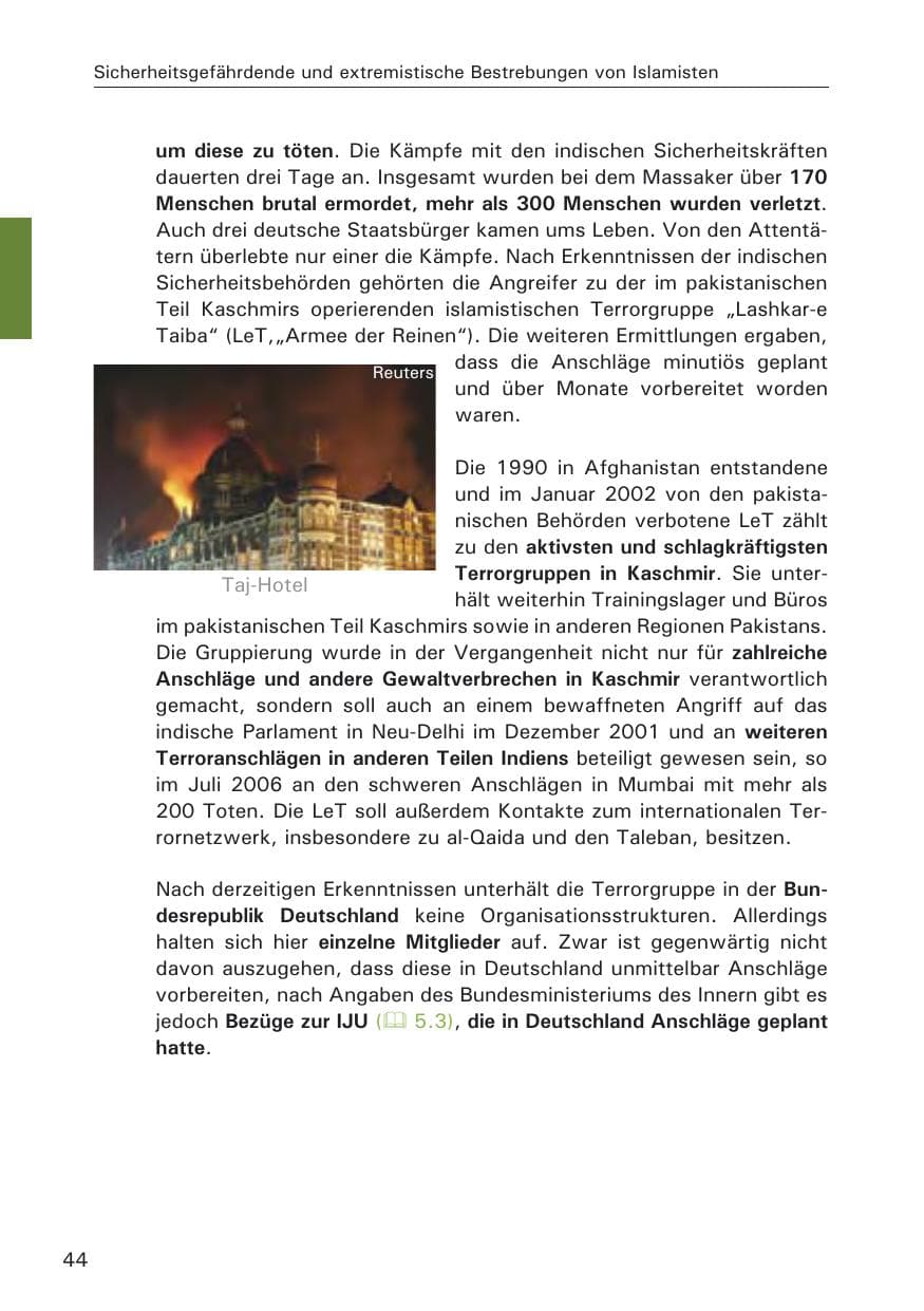 Seite 46 des Verfassungsschutzbericht 2008 Hamburg