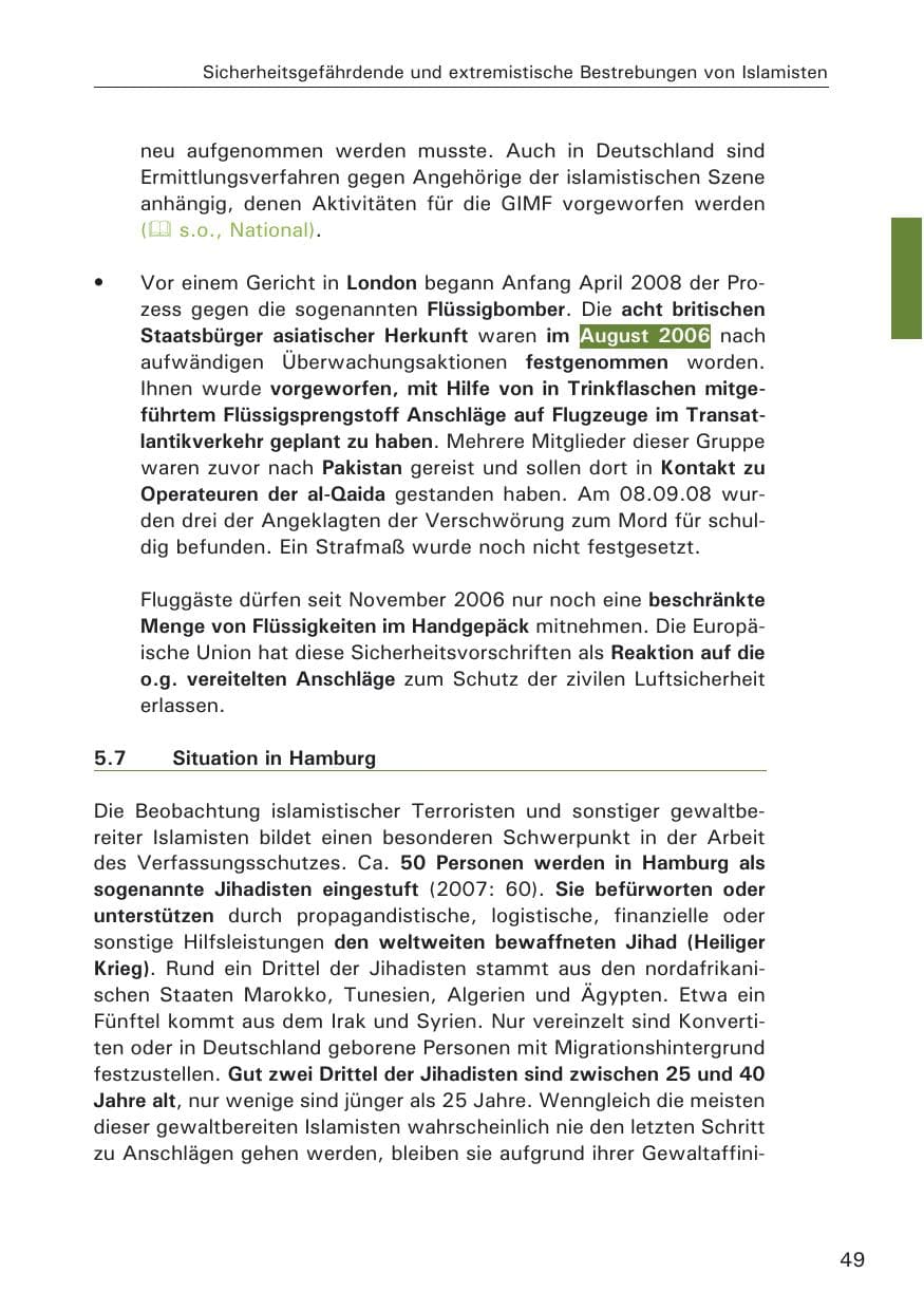 Seite 51 des Verfassungsschutzbericht 2008 Hamburg
