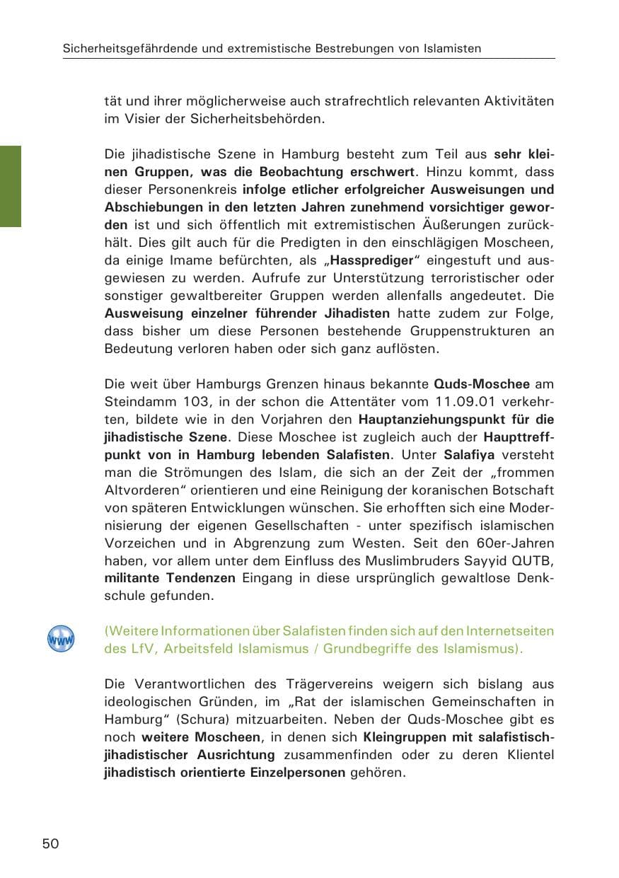 Seite 52 des Verfassungsschutzbericht 2008 Hamburg