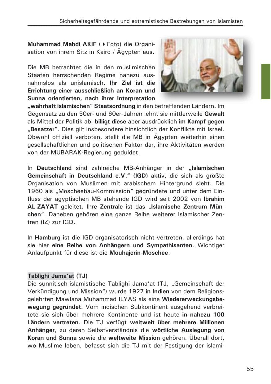 Seite 57 des Verfassungsschutzbericht 2008 Hamburg