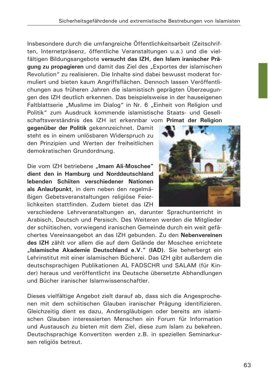Seite 65 des Verfassungsschutzbericht 2008 Hamburg