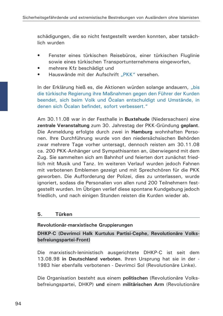 Seite 96 des Verfassungsschutzbericht 2008 Hamburg