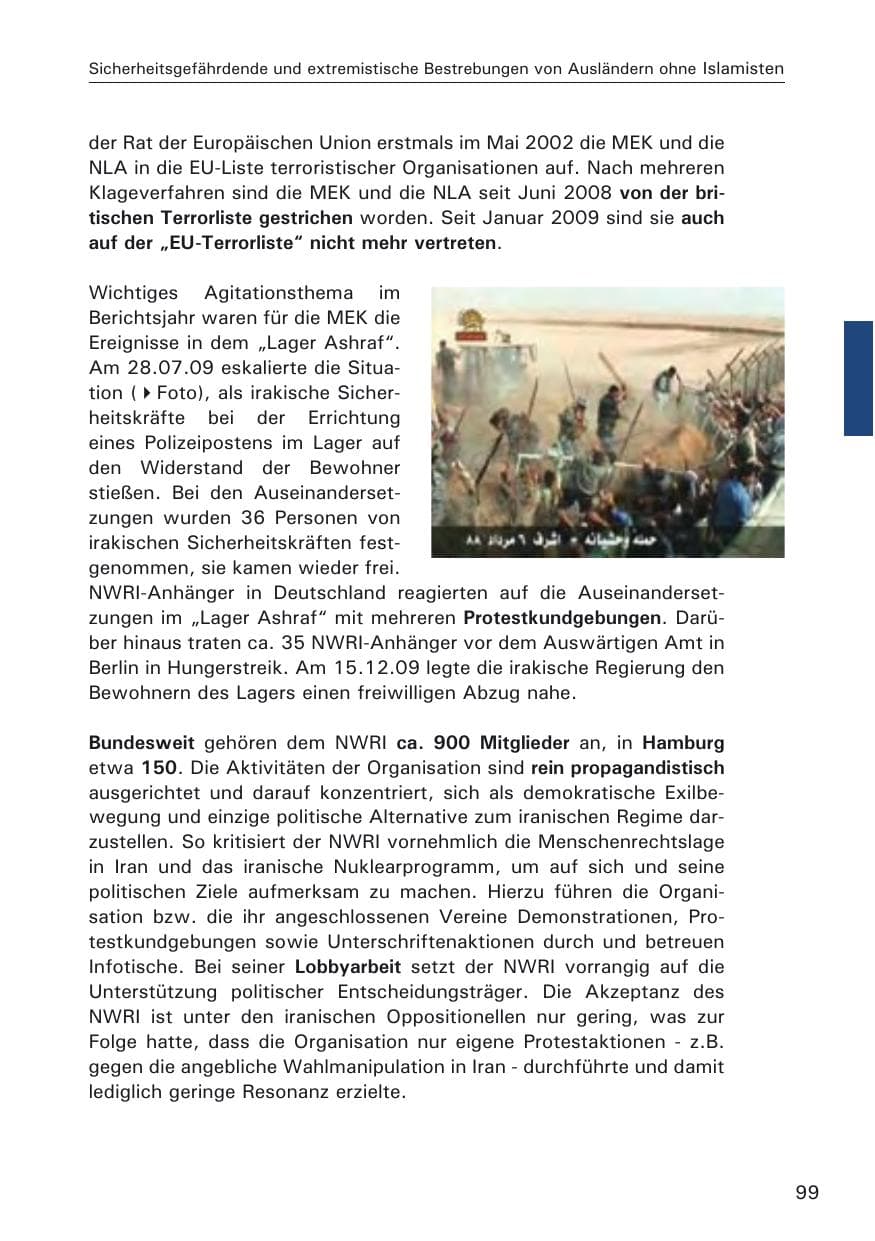 Seite 101 des Verfassungsschutzbericht 2009 Hamburg