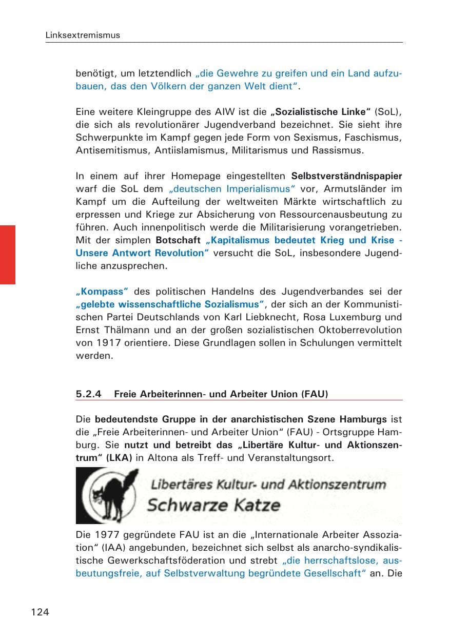 Seite 126 des Verfassungsschutzbericht 2009 Hamburg