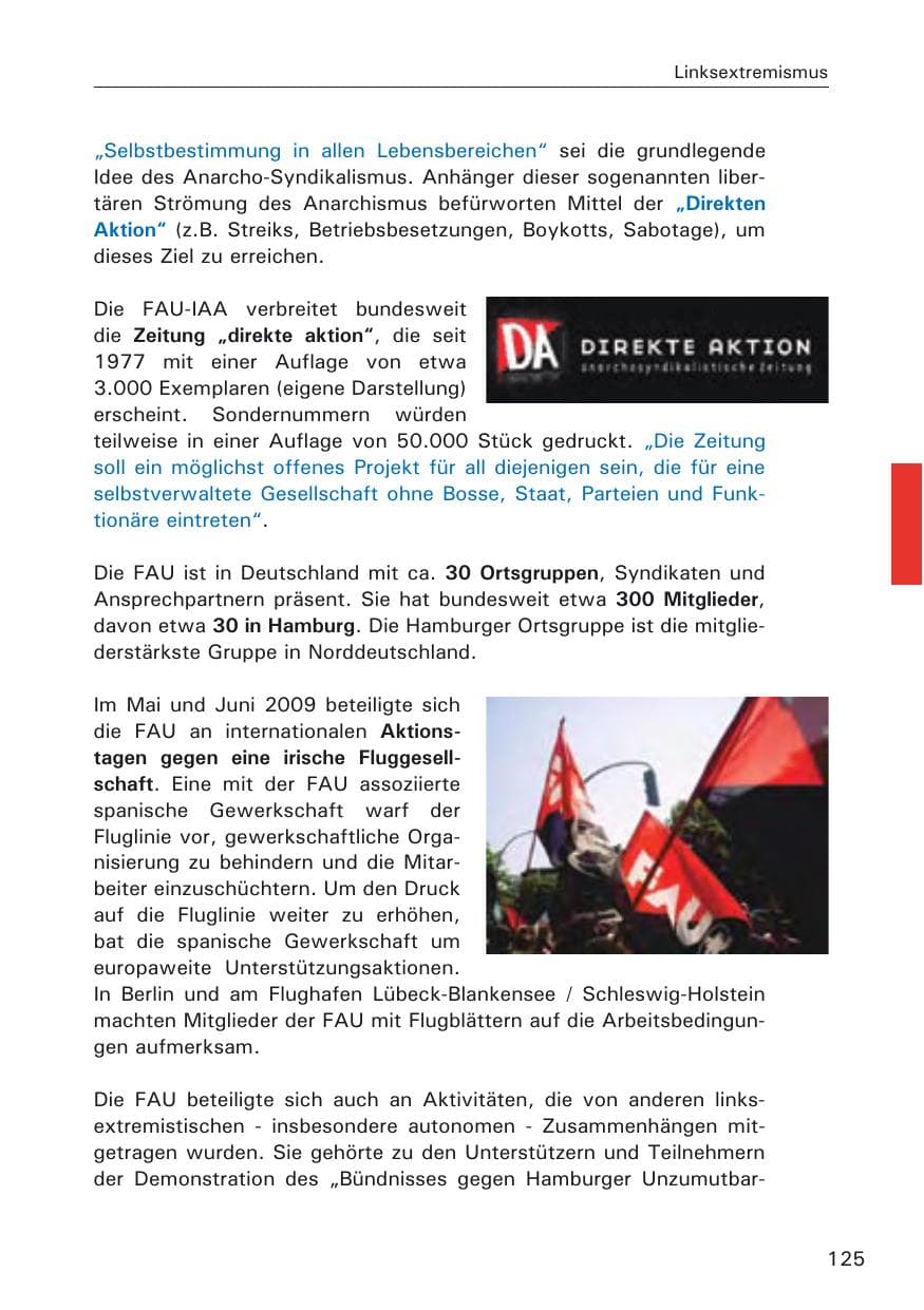 Seite 127 des Verfassungsschutzbericht 2009 Hamburg