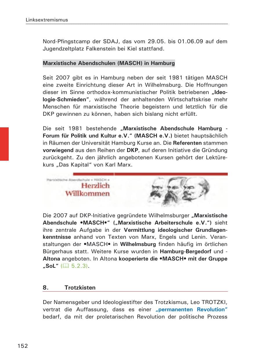 Seite 154 des Verfassungsschutzbericht 2009 Hamburg