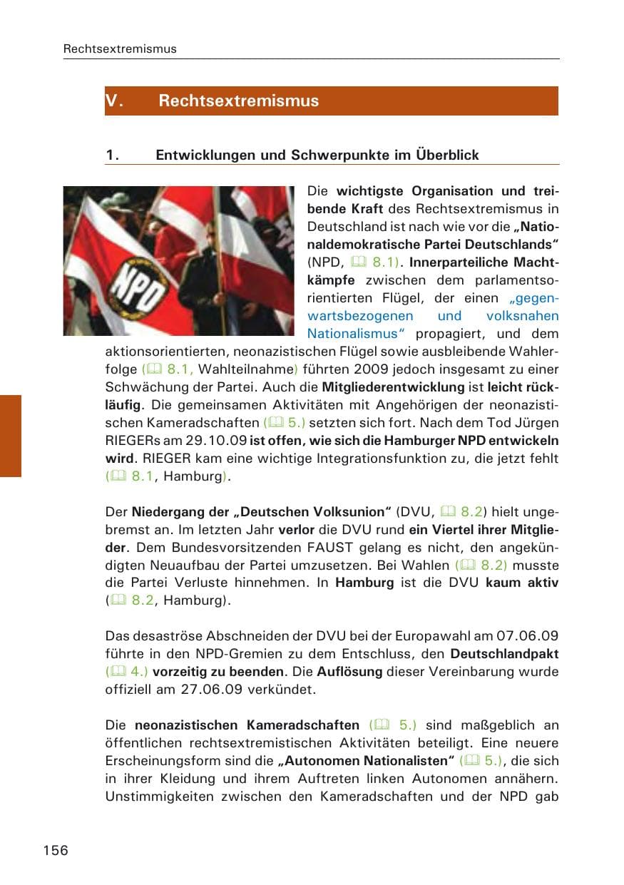 Seite 158 des Verfassungsschutzbericht 2009 Hamburg
