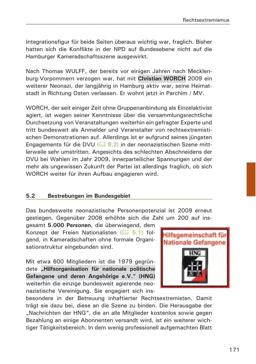 Seite 173 des Verfassungsschutzbericht 2009 Hamburg