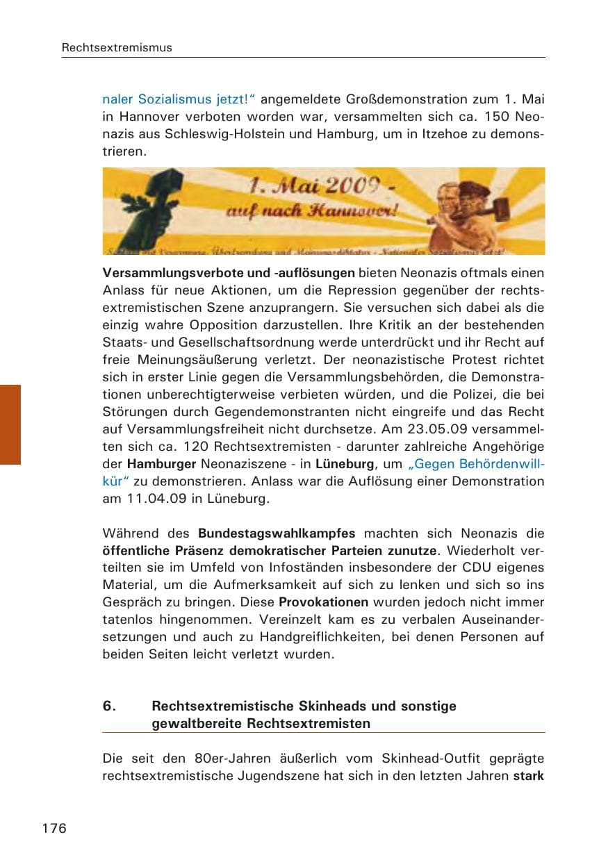 Seite 178 des Verfassungsschutzbericht 2009 Hamburg