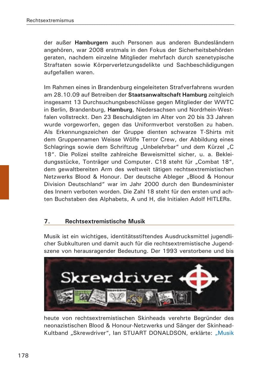 Seite 180 des Verfassungsschutzbericht 2009 Hamburg