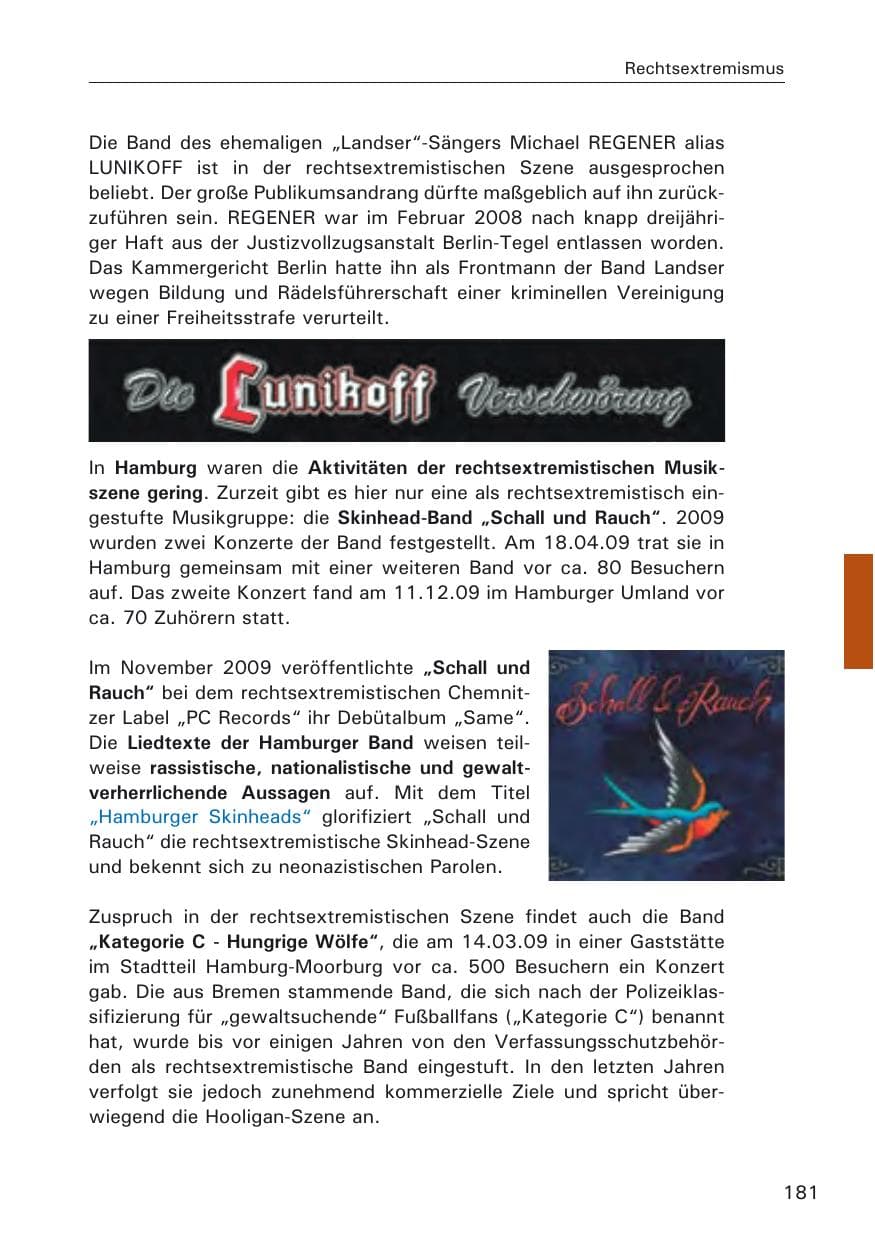 Seite 183 des Verfassungsschutzbericht 2009 Hamburg