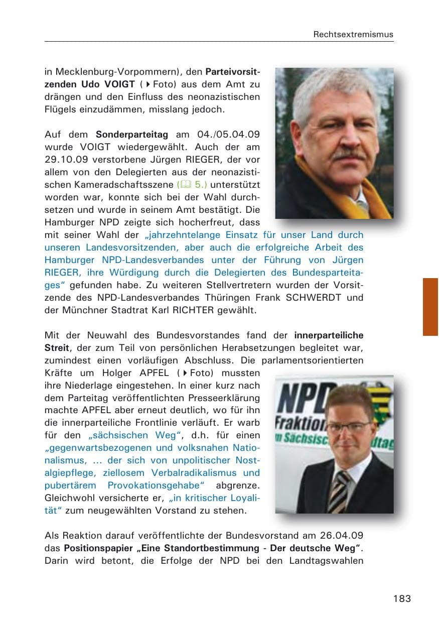 Seite 185 des Verfassungsschutzbericht 2009 Hamburg