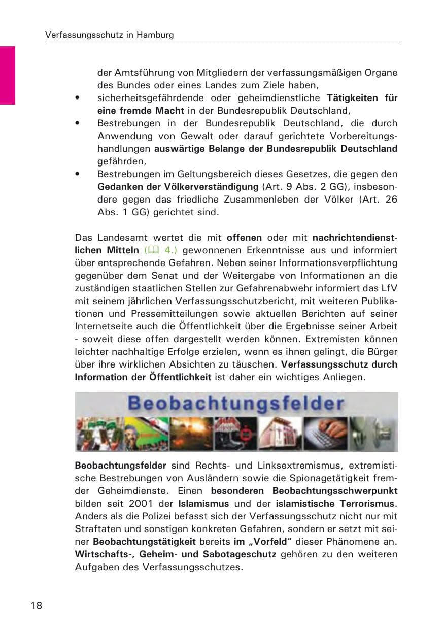 Seite 20 des Verfassungsschutzbericht 2009 Hamburg
