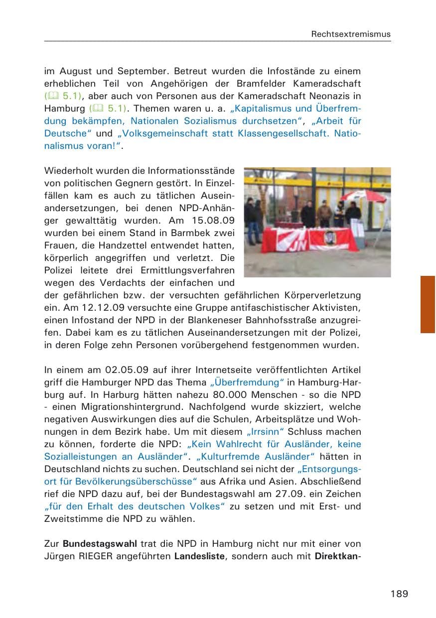 Seite 191 des Verfassungsschutzbericht 2009 Hamburg