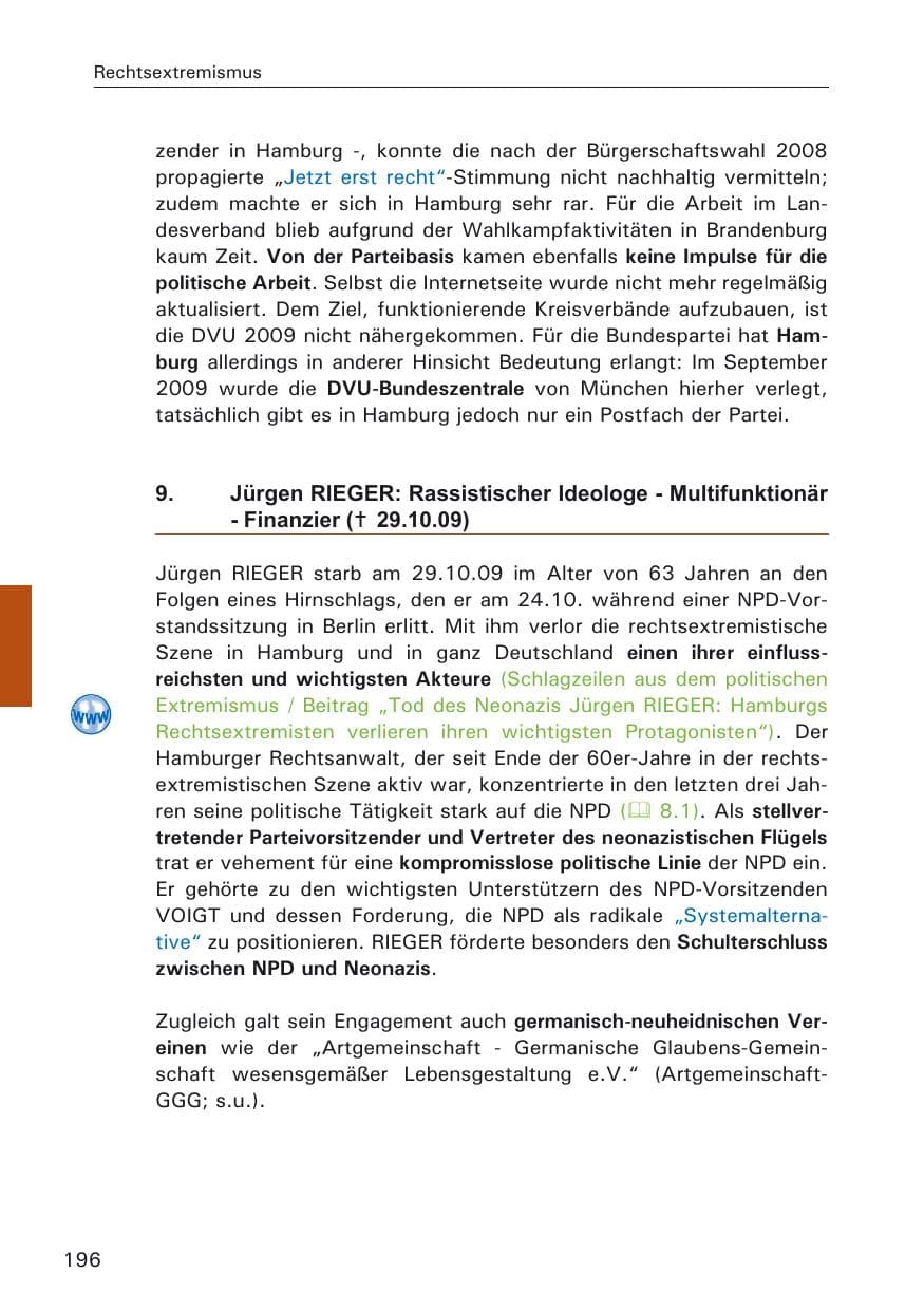 Seite 198 des Verfassungsschutzbericht 2009 Hamburg
