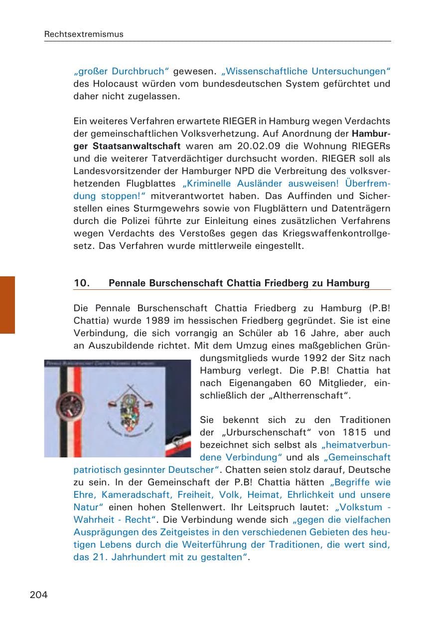 Seite 206 des Verfassungsschutzbericht 2009 Hamburg