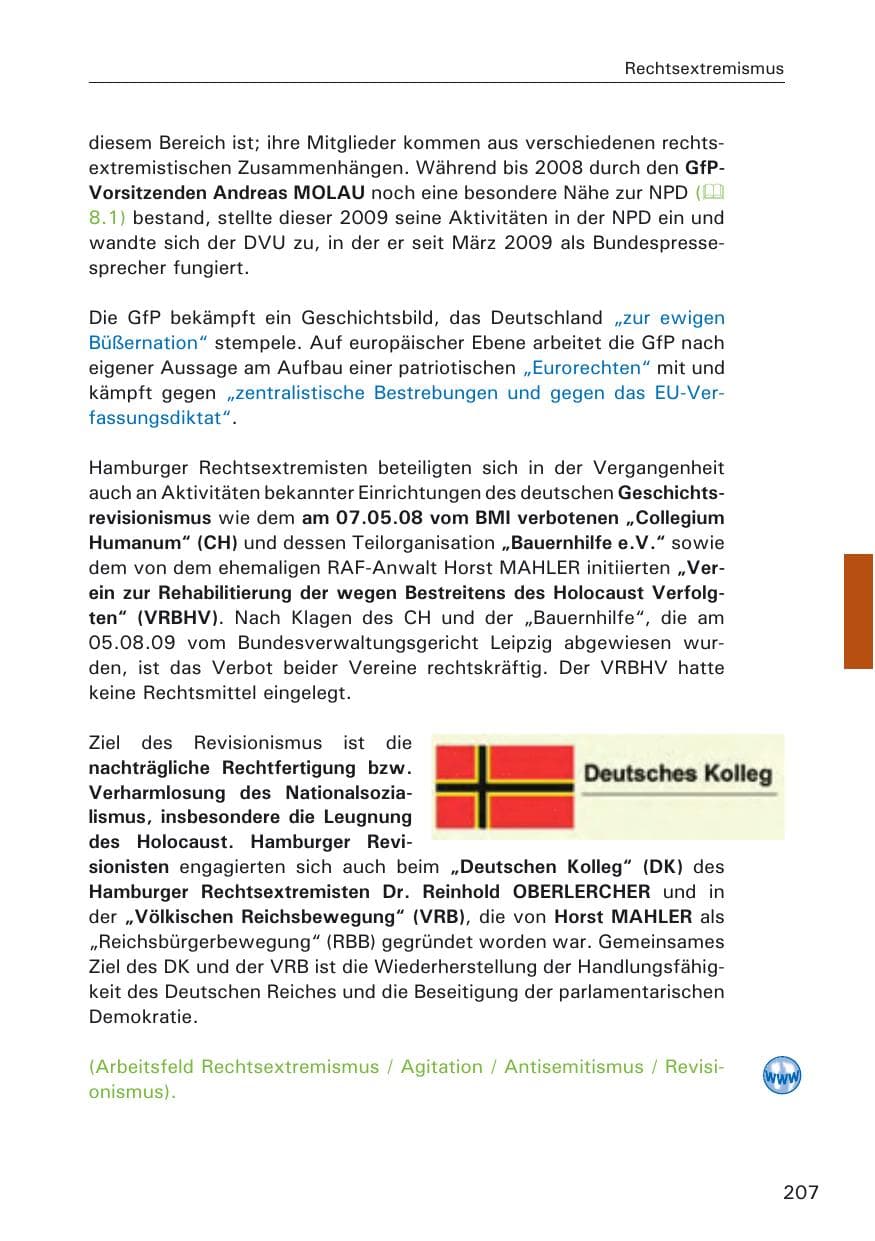 Seite 209 des Verfassungsschutzbericht 2009 Hamburg
